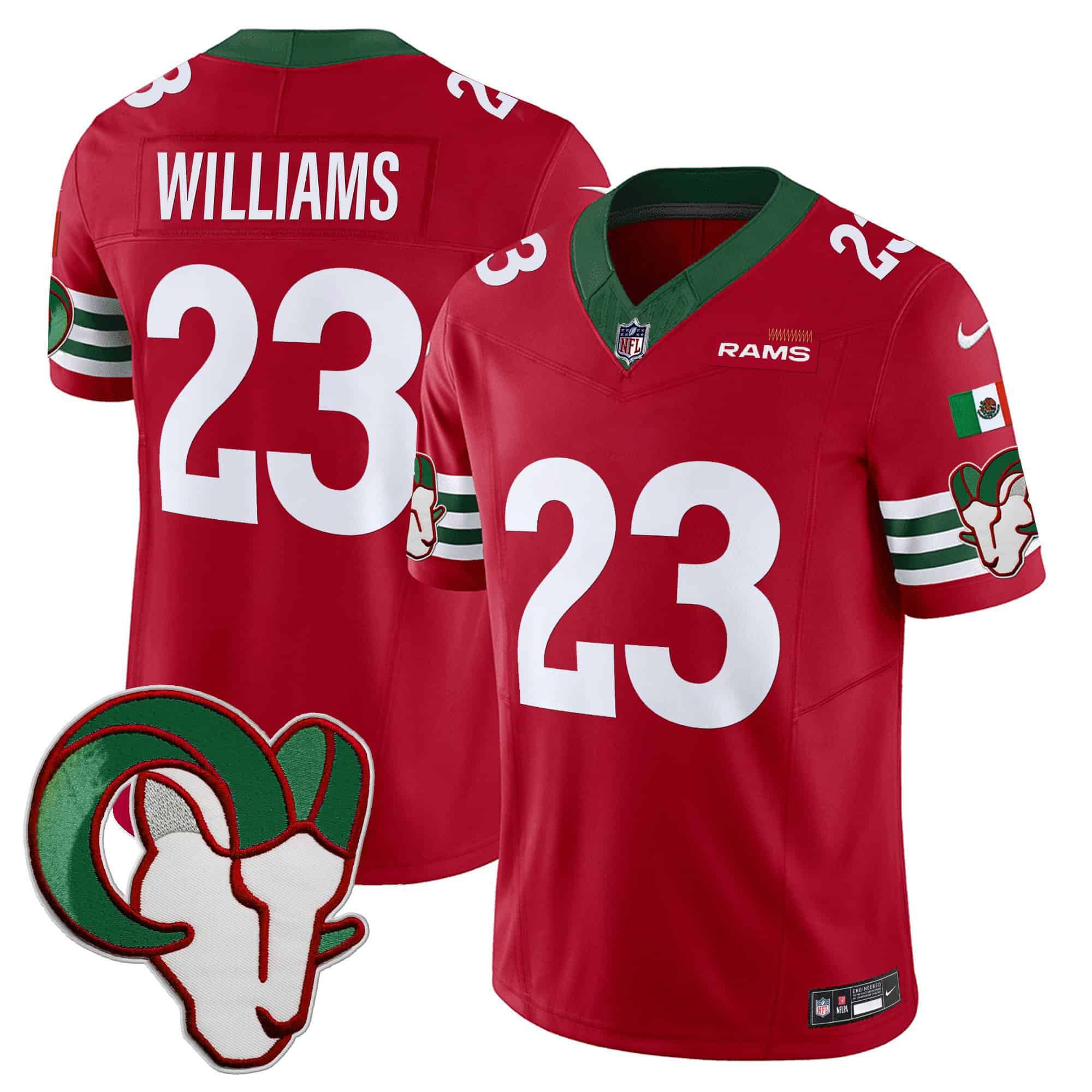 Men Los Angeles Rams #23 Williams Red 2024 Nike Mexico Vapor Limited NFL Jersey style 1
